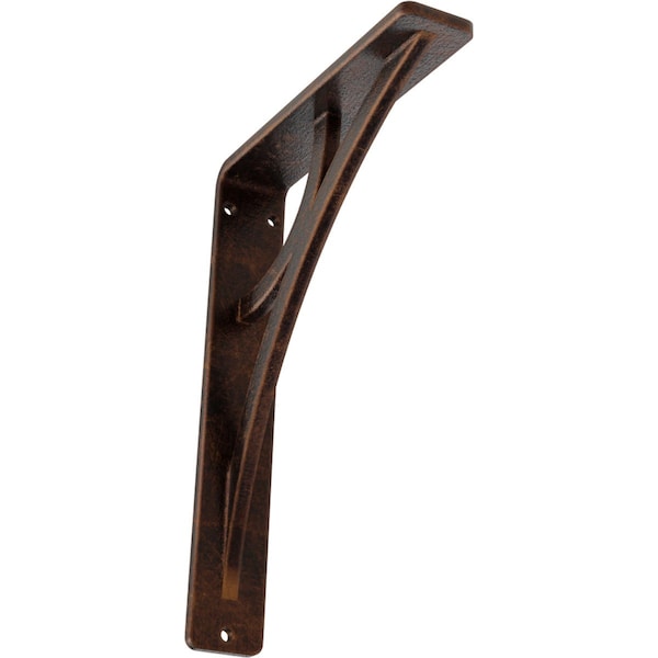 Ekena Millwork Galveston Wrought Iron Bracket, (Single center brace), Antiqued Copper 1 1/2"W x 5 1/2"D x 8"H BKTM01X05X08SGLACO - main
